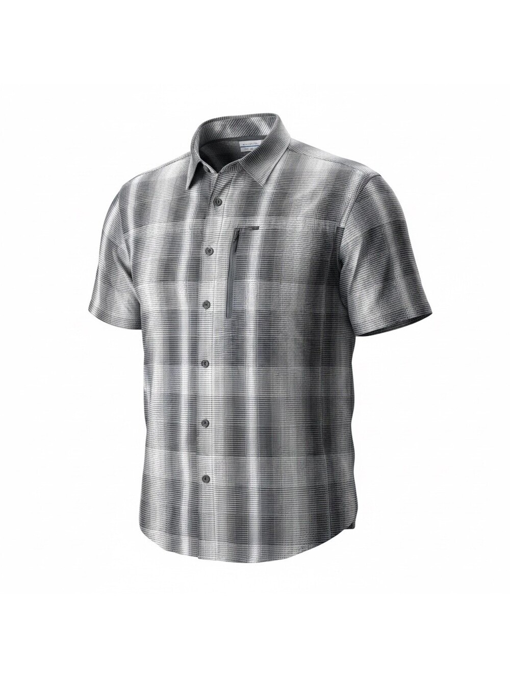 Columbia Men’s XXL Gray Plaid Outdoor Button-Up Shirt Omni-Shade Zip Pocket